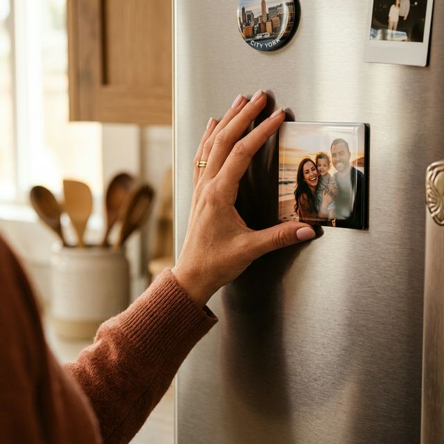 High quality magnet on a sleek stainless steel fridge