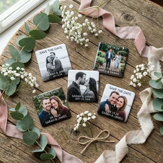 Custom save the date magnets flatly style